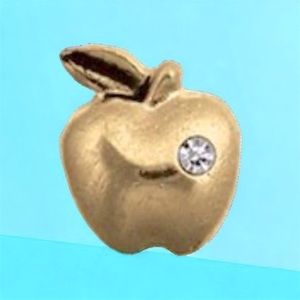 Origami Owl Gold Apple With Crystal Charm